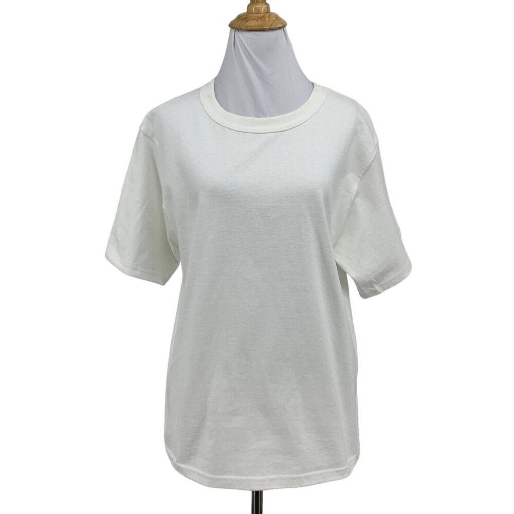 Champion Tee Womens S Small White Crew Neck Short Sleeve Cotton Embroidered Logo